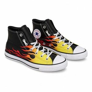 Converse Chuck Taylor High Top Kids 1 Black Flame Leather Good 665864C